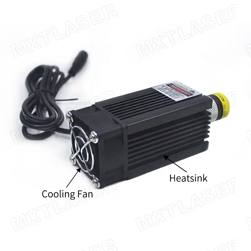고출력 DOE 31라인 레이저 모듈, 초점 조절 가능 450nm 블루 라인 500mW 1000mW 1600mW, 냉각 팬 포함 (브래킷 및 어댑터 포함)