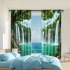 2pc, Party Window Curtains Forest waterfall pattern Fabric,Without Electricity Birthday Party Applies to aesthetic room decor 1