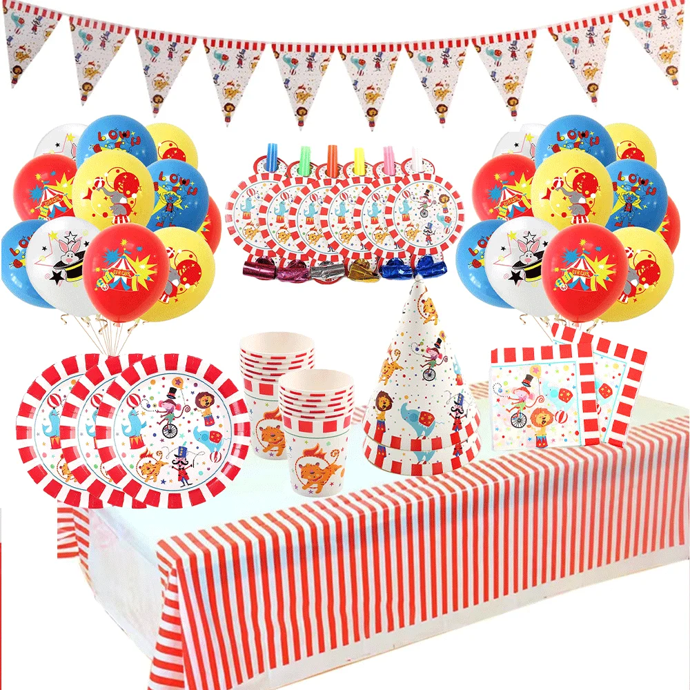 Karneval Party Decor Zirkus Thema Geburtstag Pappteller Serviette Tasse Karneval Einweggeschirr Kinder Geburtstag Party Supplies