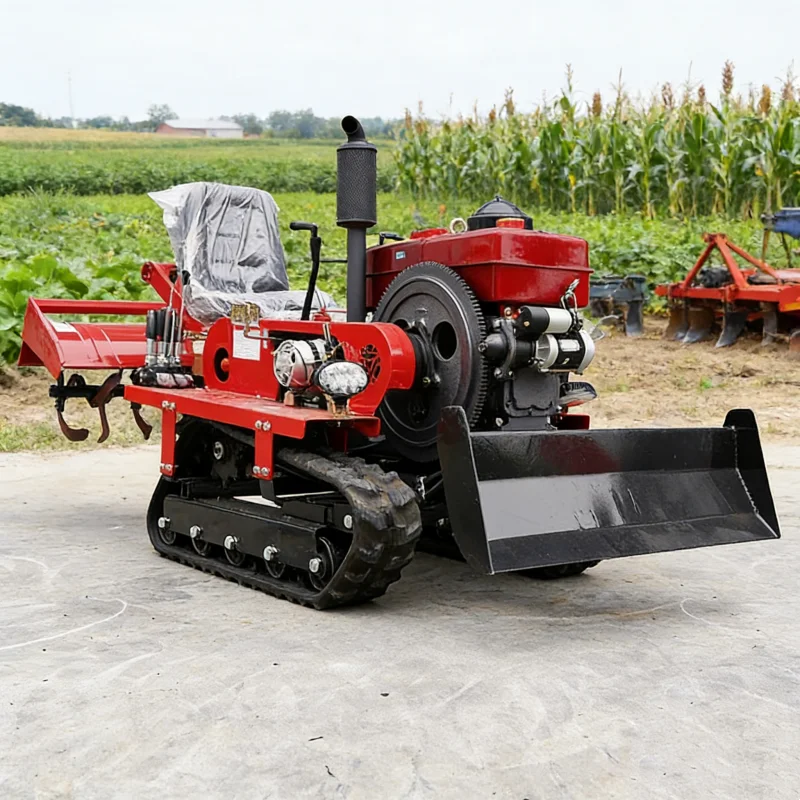 Tracteur sur chenilles multifonctionnel personnalisé 25-40HP, Mini motoculteur rotatif, machines agricoles adaptées aux terres agricoles