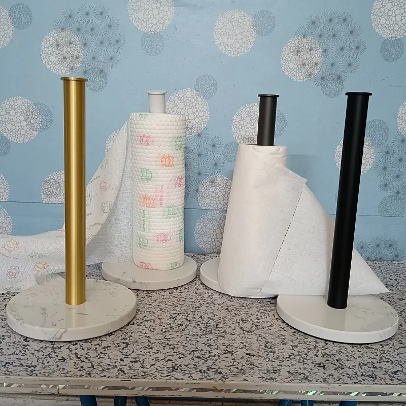 Marble Paper Towel Holder Kitchen Paper Towel Rack Nailing Free Vertical Roll Rack Plastic Wrap Storage Paper towel holder paper towel rack