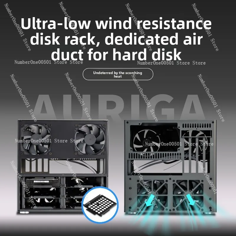 6Bay MATX NAS Case 2mm Anodized Aluminum Compatible With ATX Power Supply Black