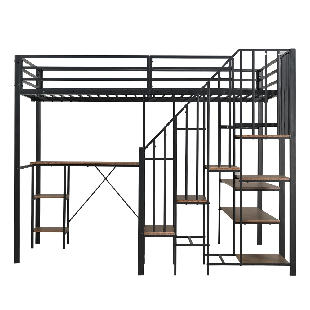 120 x 200 cm großes Etagenbett aus Eisen, für Kinder und Jugendliche, Eckschrank mit Stauraum, Bett mit Tisch und Ablagefach – Detail 14