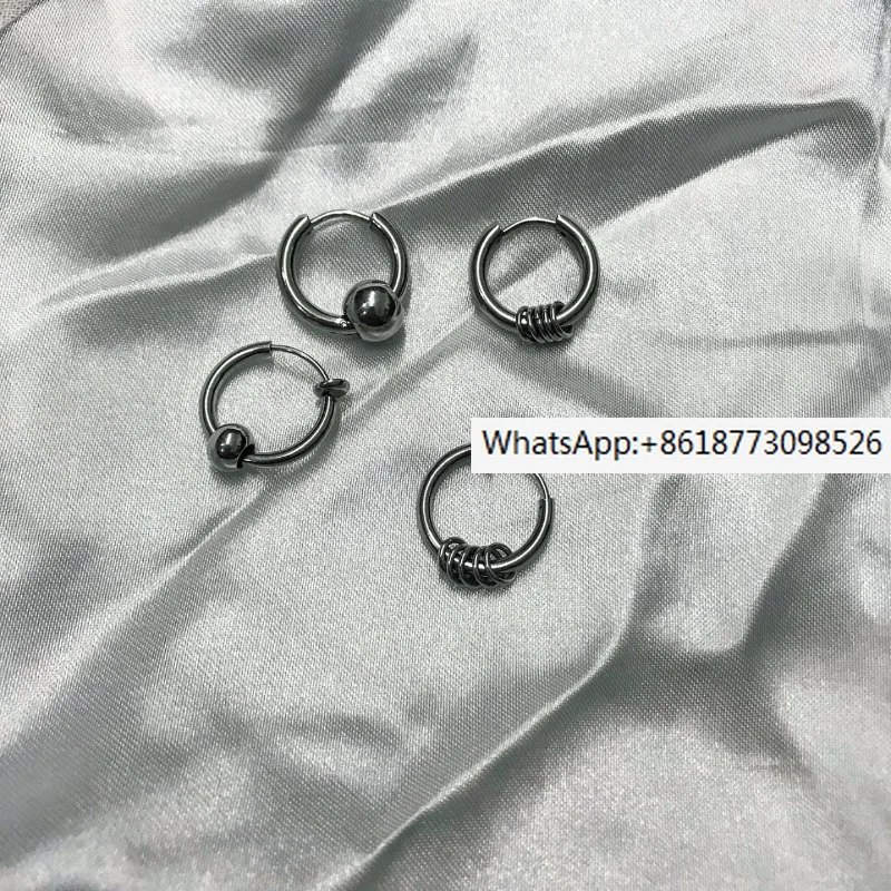 

Men and women's minimalist street circles, round bead earrings, Hong Kong style asymmetric ear clips, no ear holes