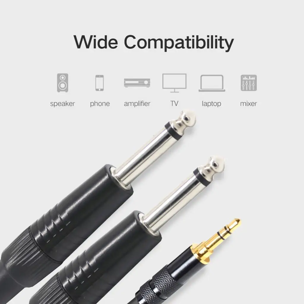 2x 금도금 3.5mm 1/8인치 TRS - 듀얼 6.35mm 1/4인치 TS 모노 Y-케이블 분배기