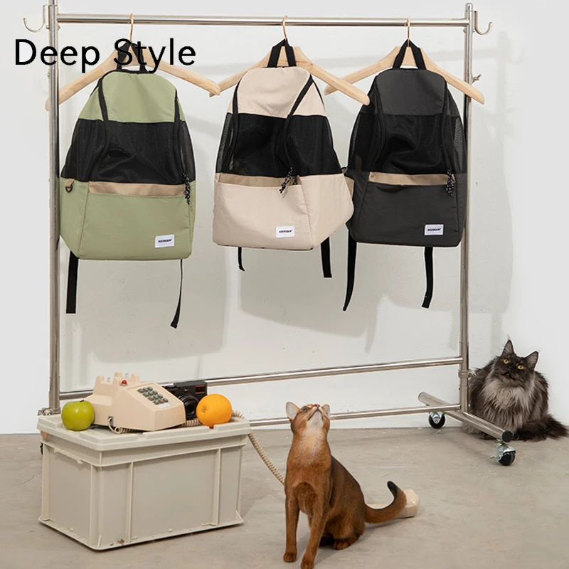 Lightweight Canvas Breathable Pet Backpack Cat Outdoor Portable Bag Outgoing Carrier Bag Travel Backpack For Cats Accessory