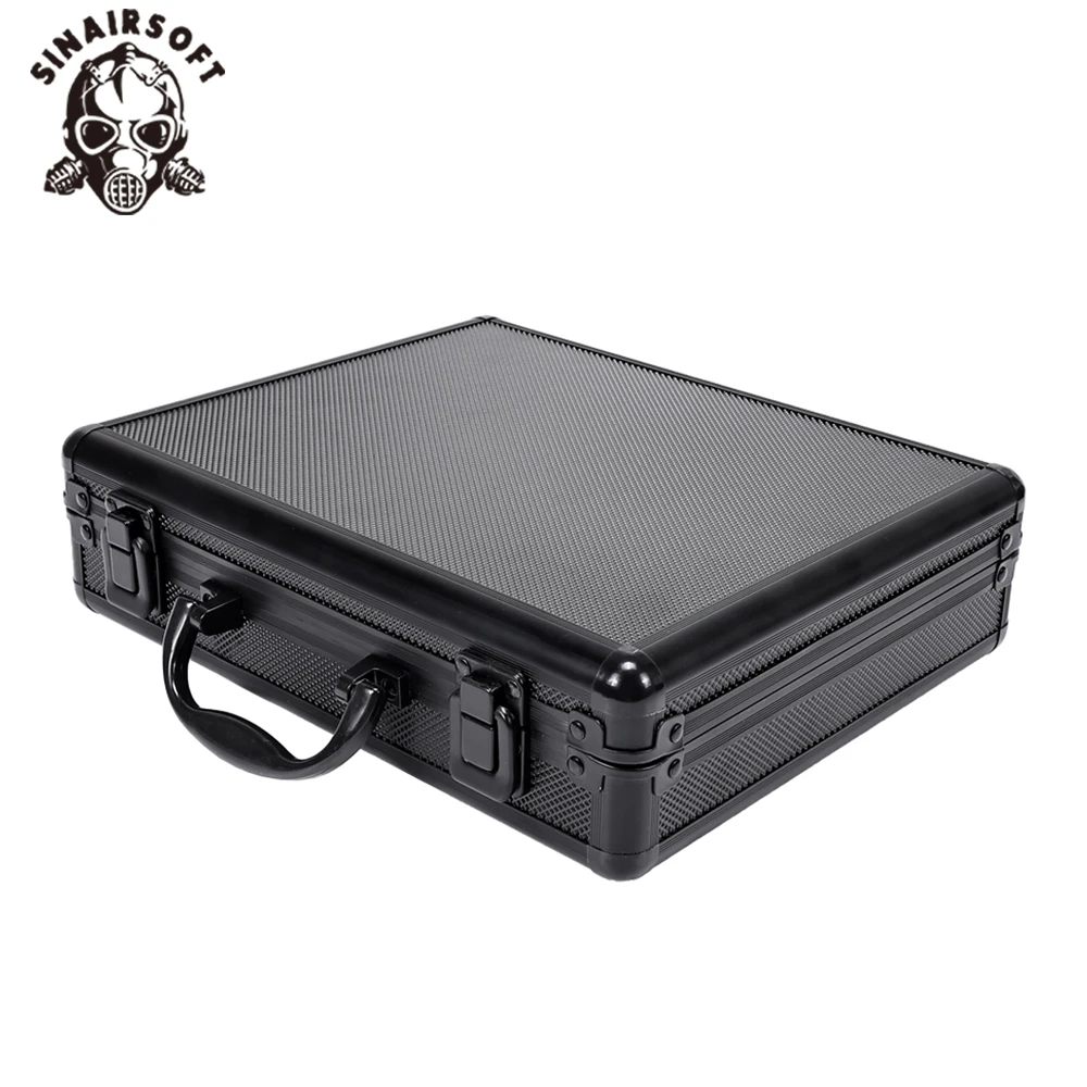 Tactical Aluminum Hard Pistol Case Gun Bag Case Padded Foam Lining For Hunting Airsoft Glock Ipsc Tool Toolbox Suitcase Black gun bag gun accessories