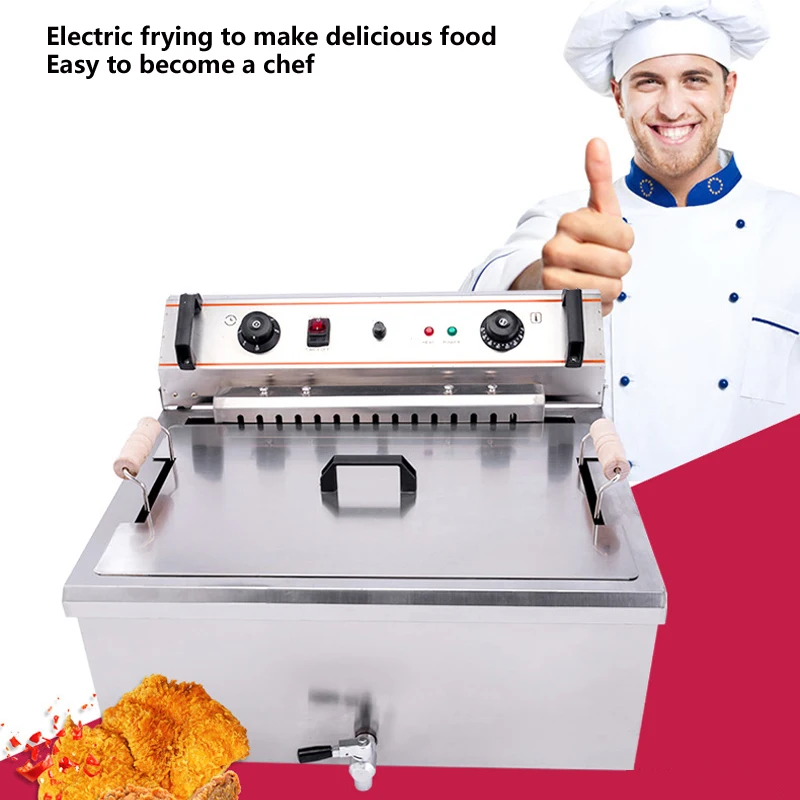 Deep Fryer with Basket Commercial 20L Electric Countertop Fryer Stainless Steel Deep Fryers French Fries Machine for Restaurant 3