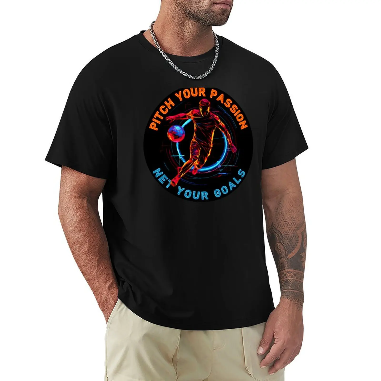 

Soccer Game Neon In Action, Motivational Sports Quote. T-shirt boys whites quick-drying blacks workout shirts for men