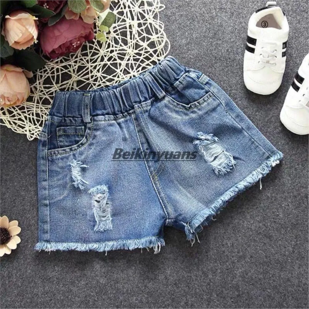 Girls denim shorts children's summer wear panties kids western style cuhk summer trousers joker hot pants thin children outside kids shorts