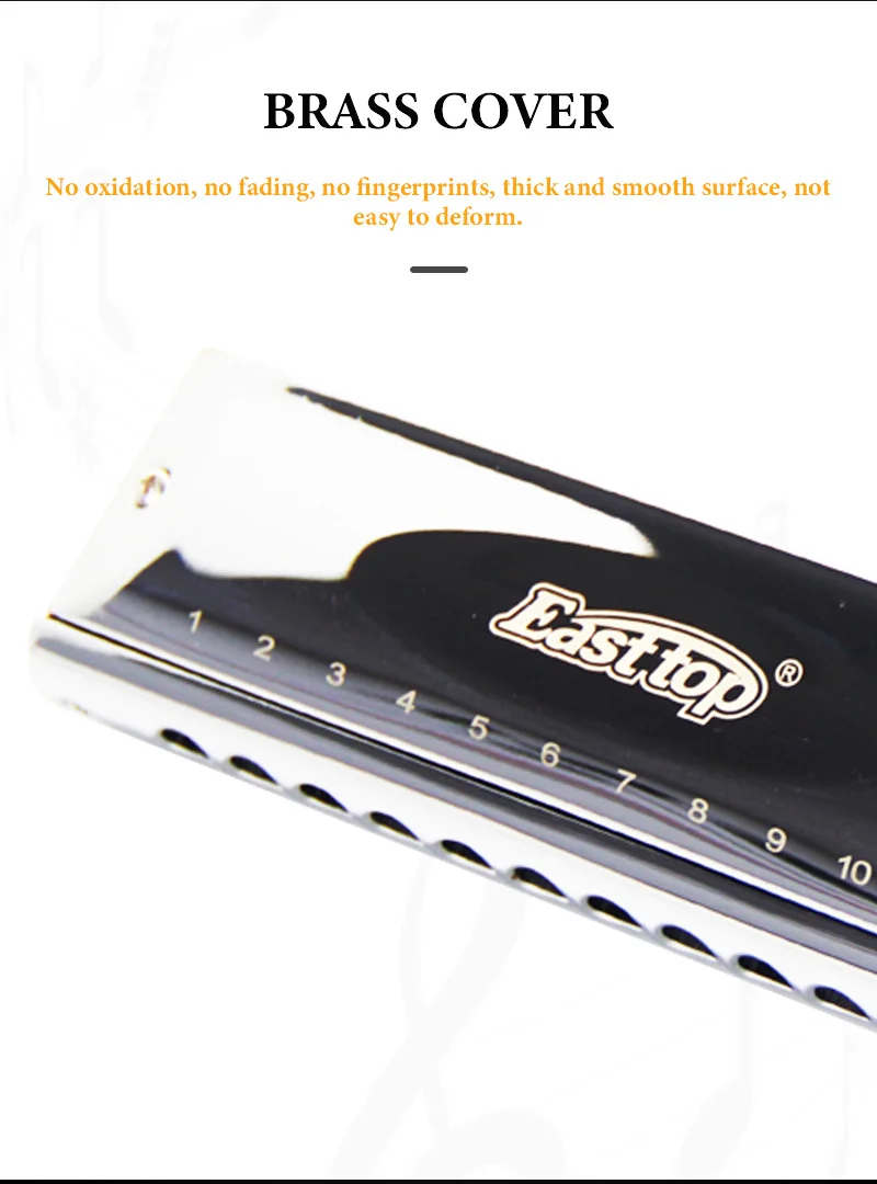 Description Picture 3 of itemEASTTOP T1248 12 Hole 48 Tone Chromatic Harmonica Alto D Key Mouth Professional Sound Music Instruments