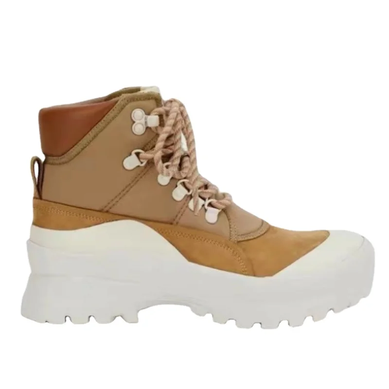 

VII 2024 женские Ботинки Зимняя обувь из натуральной кожи сращивающаяся воловья кожа на толстой подошве увеличивающие рост ботинки мартинсы с круглым носком Бесплатная доставка