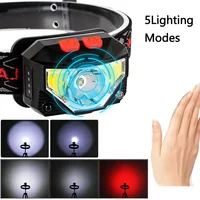 Powerfull LED Headlamp Rechargeable Body Motion Sensor Headlight Camping Flashlight Head Light Torch Lamp With USB 5