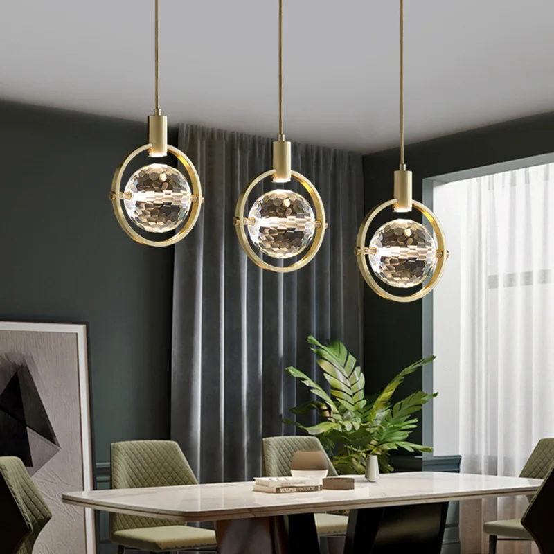 

Light luxury bedside lamp Nordic modern minimalist bedroom restaurant single head small chandelier creative aisle porch bar lamp