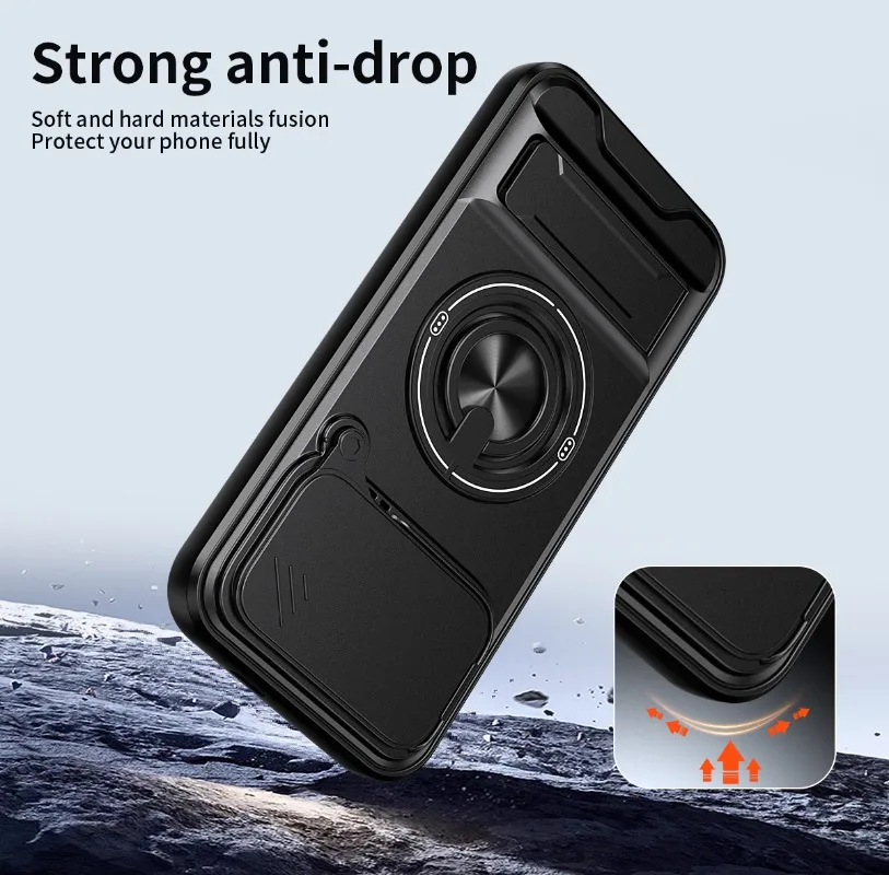 Shockproof Armor Protective Case with Magnetic Ring Holder and Magsafe Compatibility
