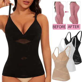 Body Shaper for Women Tummy Control Shapewear Compression Tanks Cami Tops V-Neck Camisoles Seam-free See Through Waist Shaper