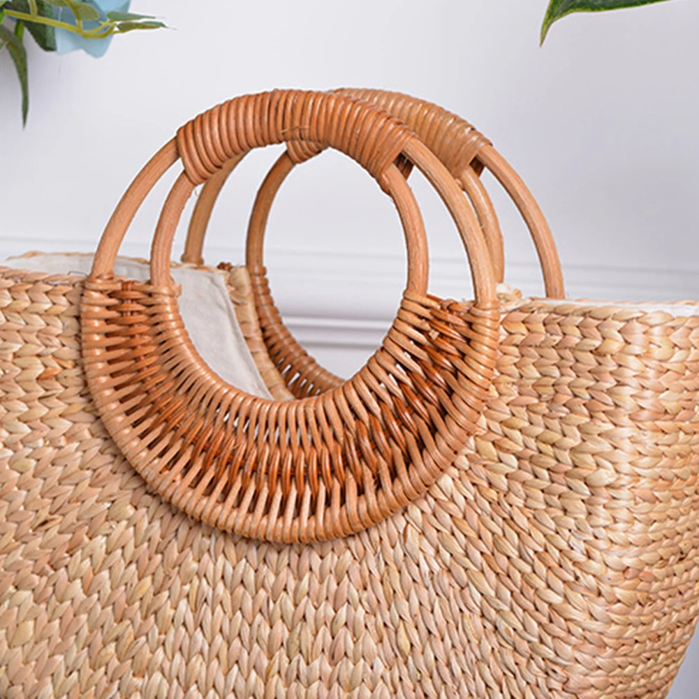 Women Straw Handbag Elegant Woven Top Handle Bag Hobo Bag Bucket Bag for Travel & Vacation