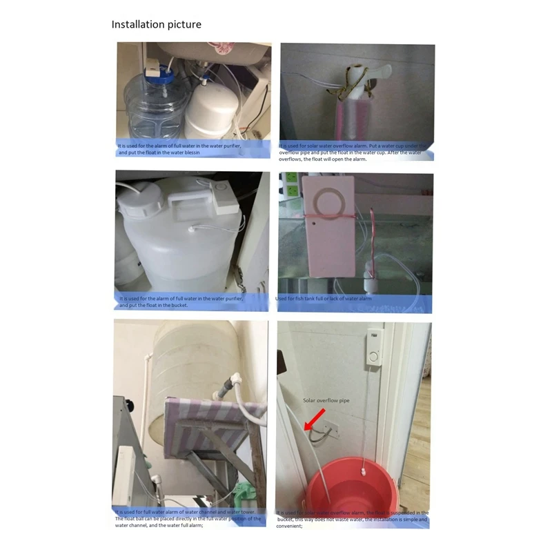 

2X Water Level Alarm Water Leakage Detector Overflow Alarm Full Water Alarm 120 DB Security Alarm System