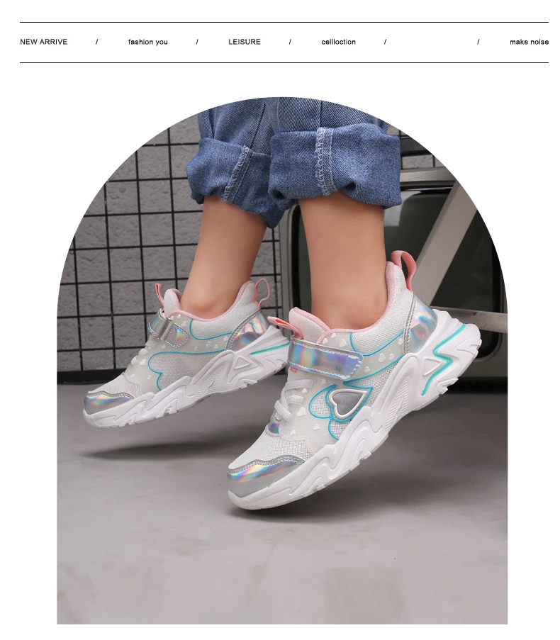Frühling Herbst Kinder Turnschuhe PU Mädchen Elegante Mesh Casual Licht Kinder Nicht-slip Sport Schuh Mode Atmungsaktive Laufschuhe – Detail 13