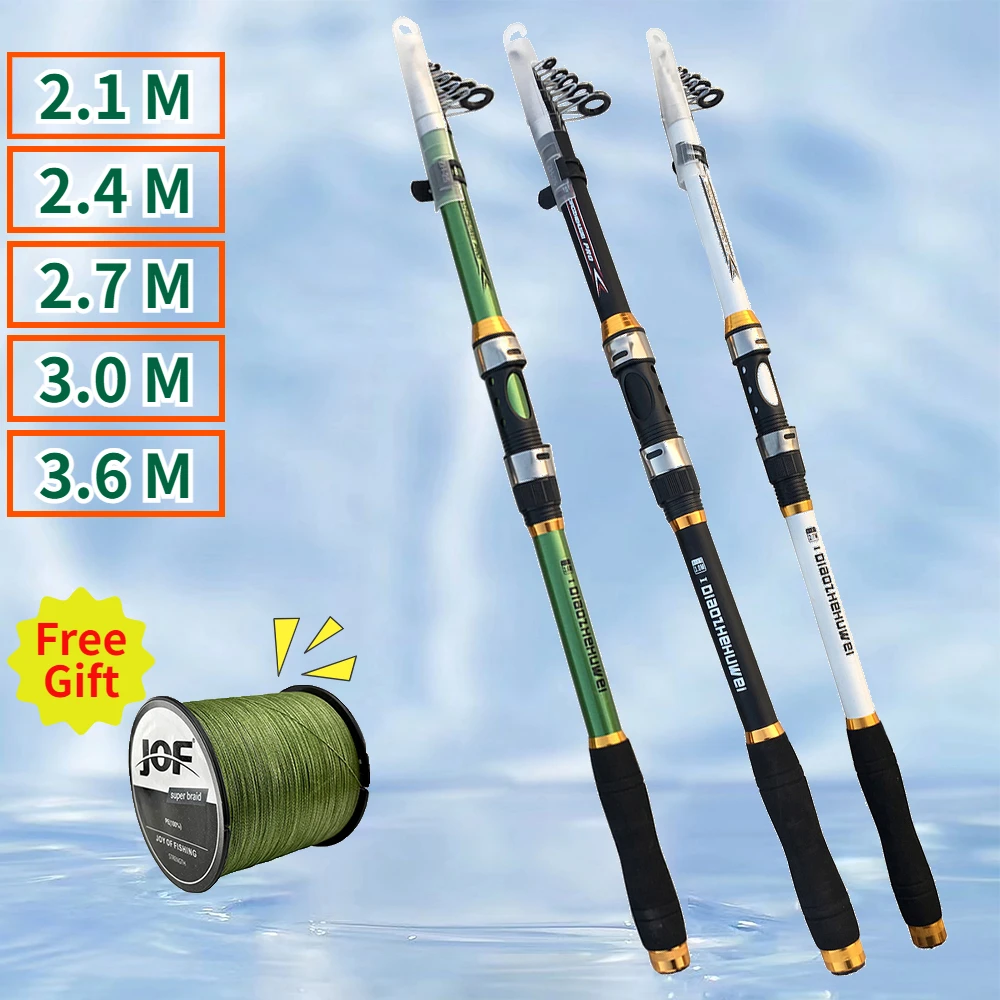 thumbnail image 2 of Telescopic Carbon Fishing Rod 2.1m-3.6m - Heavy Duty Carp & Sea Spinning Rod With Cork Handle 2 of 10