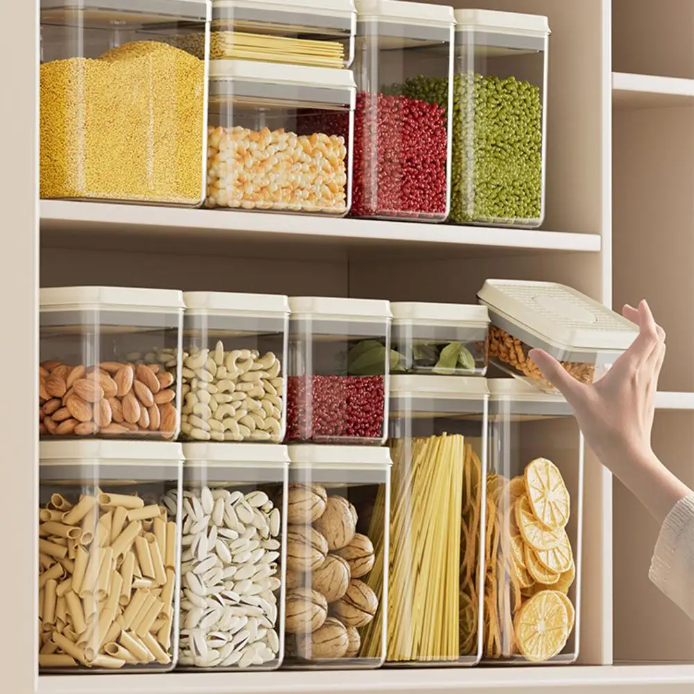 

Visual Design Food Container Food Grade Square Sealing Jar Moisture-proof Container for Kitchen Pressing Refrigerator for Dry