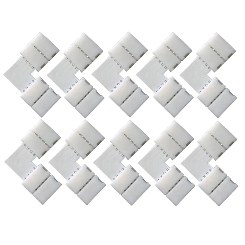 

LED- Light- Strip Tape Corner Connectors 90 Degree Solder-Free for 10mm Wide Flexible 5050 RGB- Strip Lights Drop Shipping