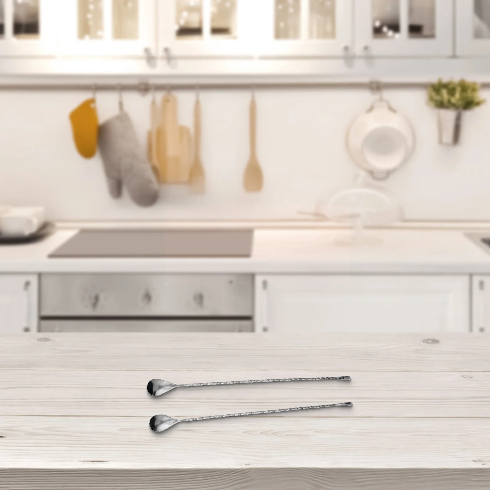 Mixing Spoon Sleek and Practical Stainless Steel Bar Spoon Set 2 Pcs Cocktail Mixing Stirrers Shaker Tall Cups