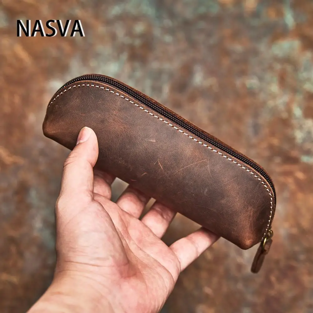 NASVA Genuine Leather Case Pen Case Stationery Organiser Coin Purse