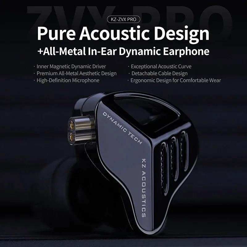 Pre-order KZ ZVX Pro Pure Acoustic Design All-Metal IEM Hifi