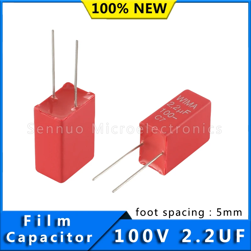 

5/10pcs New German WIMA Film Capacitor MKS2 100V 2.2UF 100V 225 Pitch 5mm Audio Infinity Capacitor MKS2D042201N00KO00