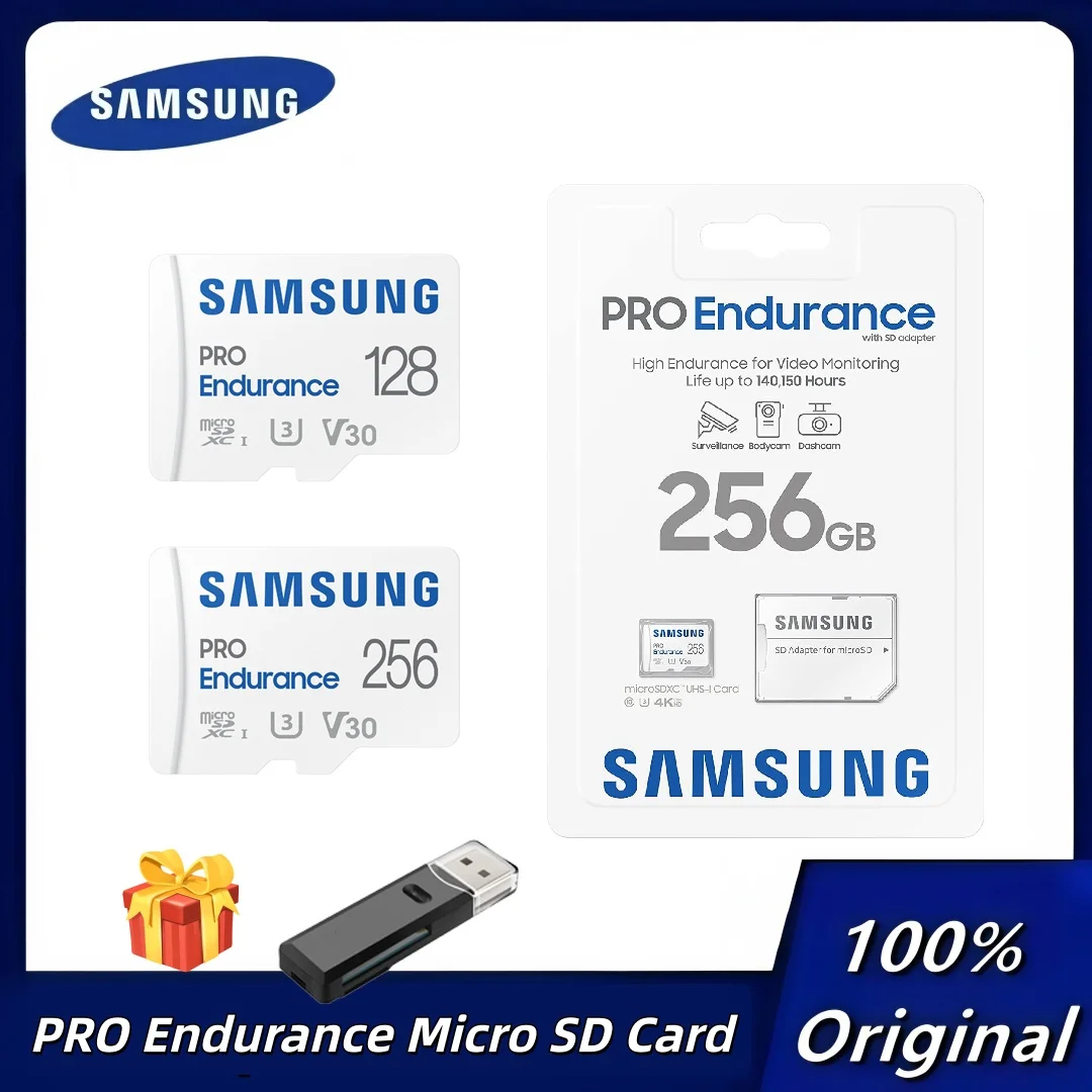 삼성 PRO Endurance 256GB 128GB 마이크로SDXC 메모리 카드 (어댑터 포함) - 블랙박스, 바디캠, 보안 카메라용 C10, U3