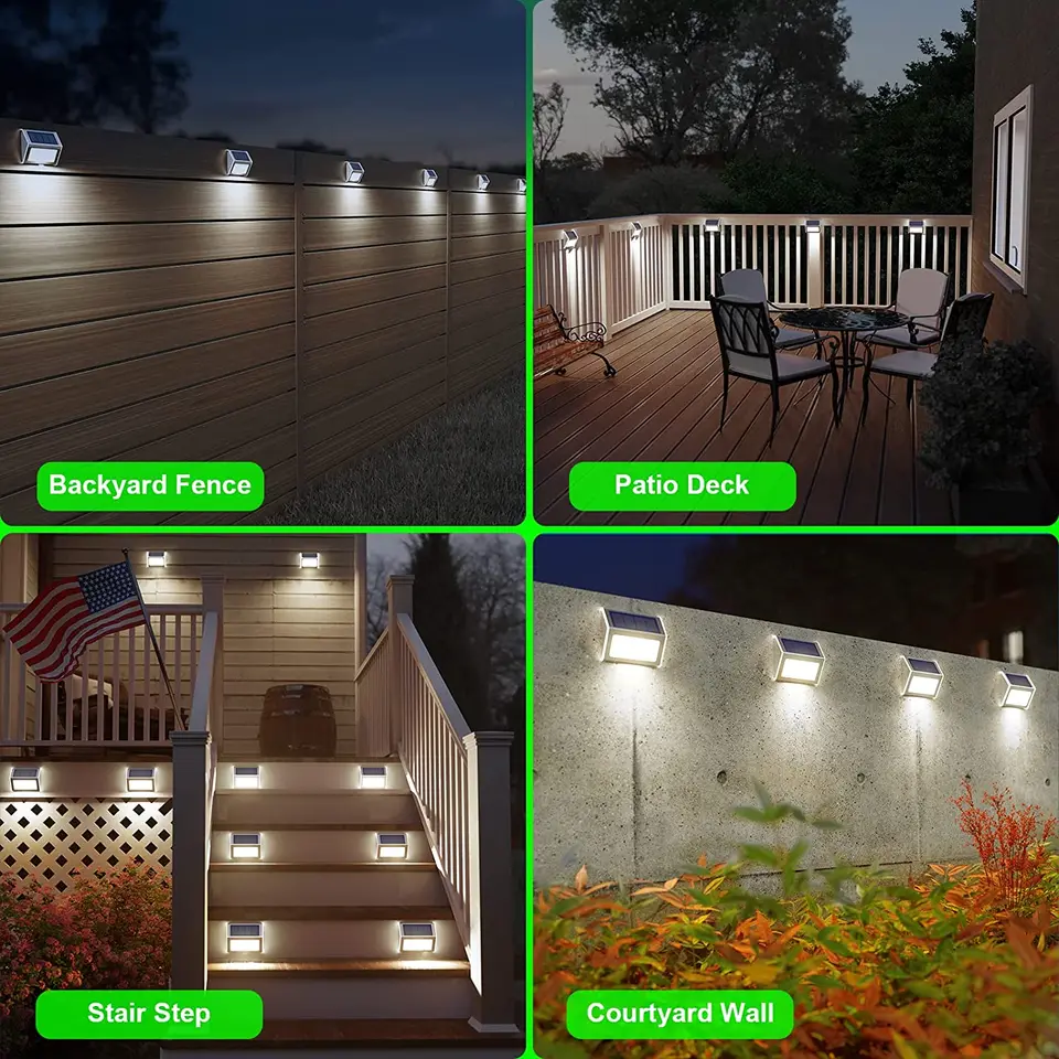 Outdoor Solar Lights, Warm White Decorative Solar Fence Lights, For
