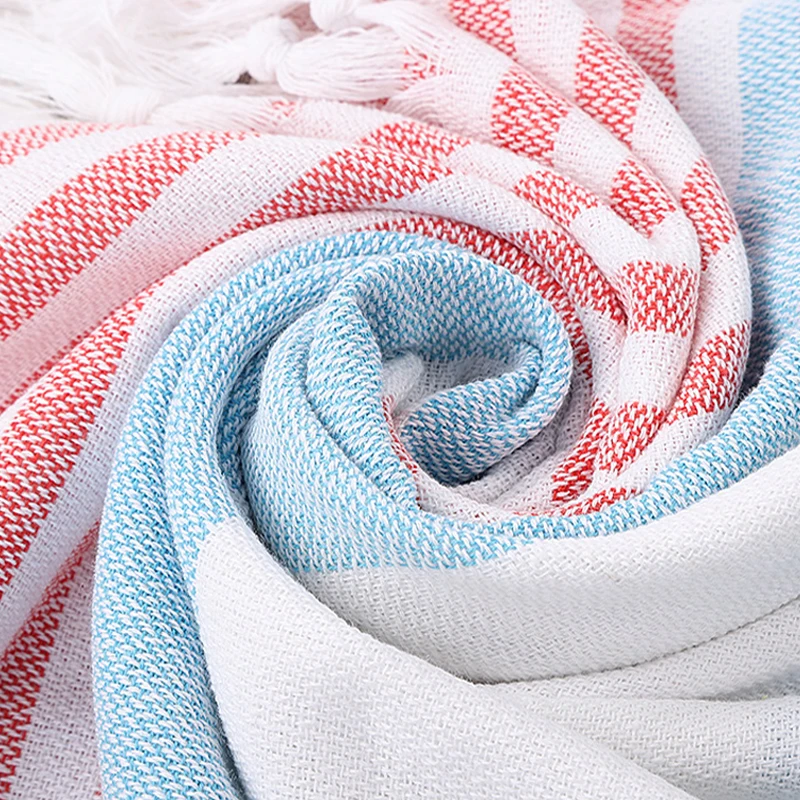 100×180cm Turkish Cotton Striped Towel with Tassels 3