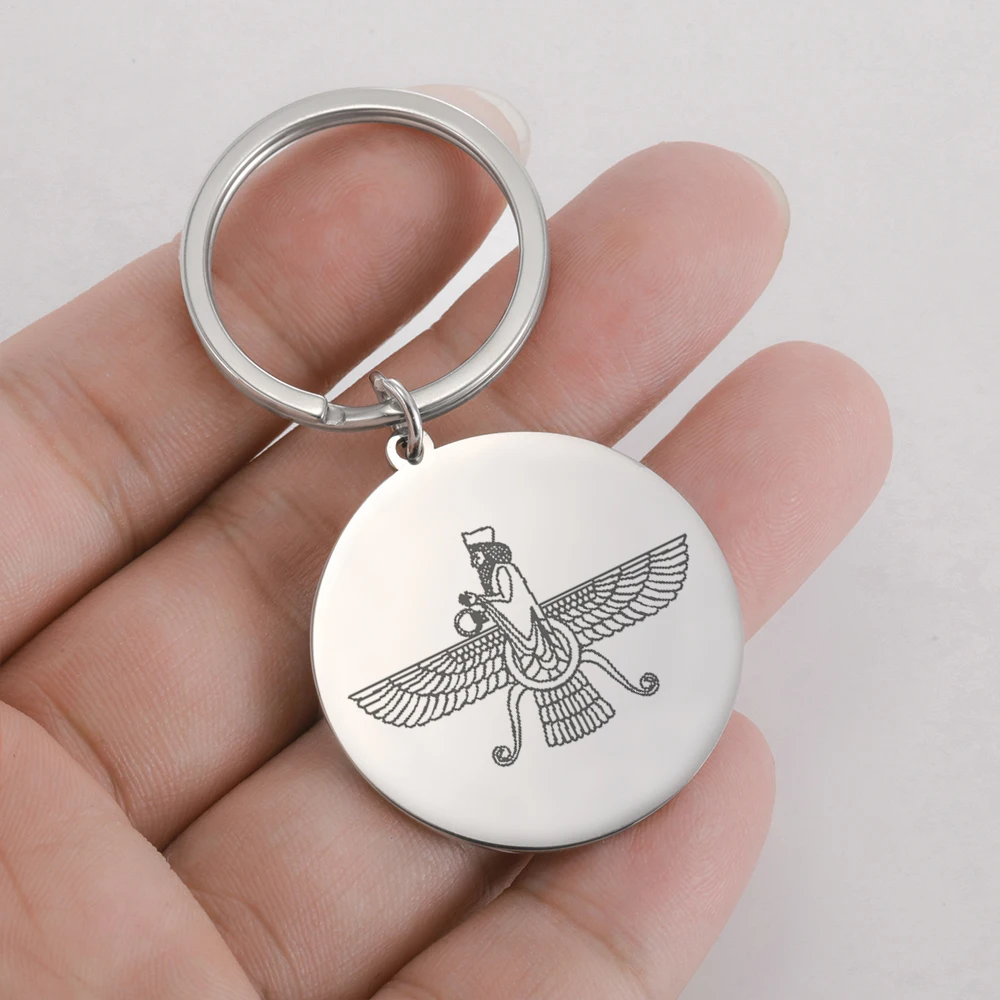 Dawapara Ahura Mazda Faravahar Anhänger Schlüsselanhänger Antiker Persischer Zoroastrischer Iran Schmuck Edelstahl Schlüsselring – Detail 5