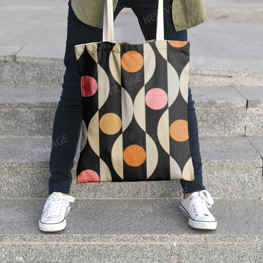 Canvas shoulder bag organization storage Handbags cosmetics travel Women's bag Shopping Fabric pouch nordic boho Customizable 6