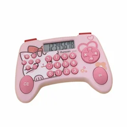 Portable Game Console - Shaped Desktop Calculator with Large LCD Display - Battery Operated Cartoon Design (Pink)
