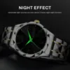Men's Watches  Rhinestone Luxury Luminous Waterproof Double Calendar Week Quartz Movement Stainless Steel Fashion Business Watch 4