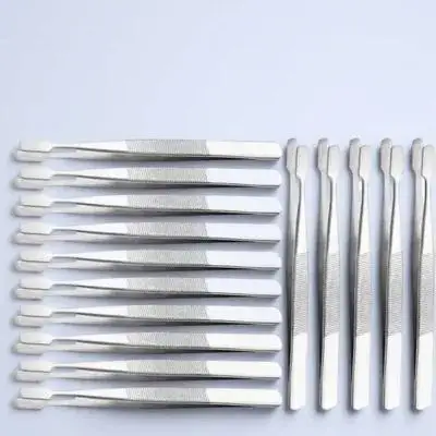 15Pcs 속눈썹 핀셋 가짜 속눈썹 어플리케이터 스테인레스 스틸 강력한 긴 핀셋 공예 스탬프 수집 보석 도구
