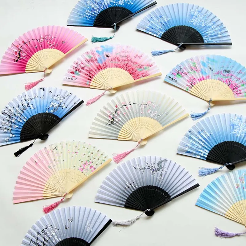 Folding Fan Vintage Retro Chinese Japanese Bamboo Hand Dance Home Decoration Ornaments Craft Gift