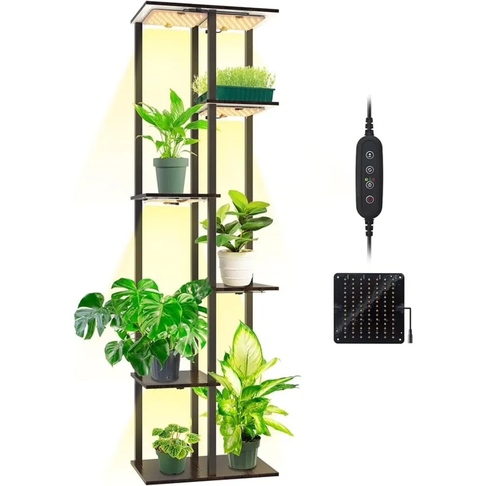 

Bstrip Plant Stand with Grow Lights, 6 Tier-7 Potted Plant Shelf with Grow Lights, Grow Light Stand, Dimmable 60W (6X10W)