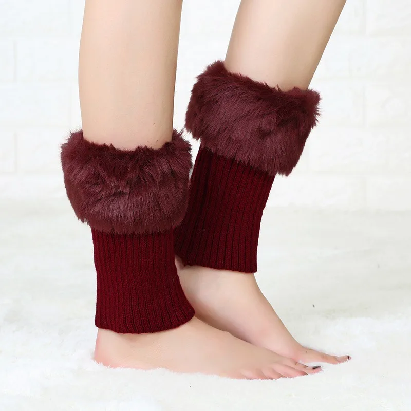 Frauen Winter Neue Durchschnittliche Größe Kurze Flip Flop Pelz Warme Socken Stiefel Abdeckungen Gestrickte Wolle Beinlinge Atmungsaktive Anti-reibung – Detail 8