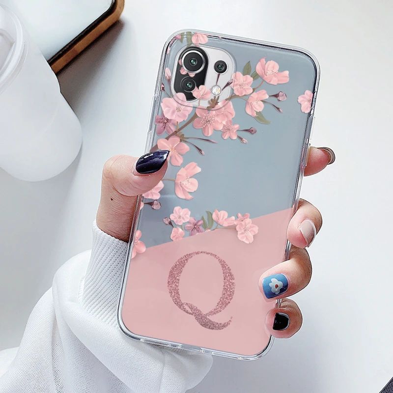 Floral Alphabet Clear Soft Silicone Case – Elegant TPU Cover