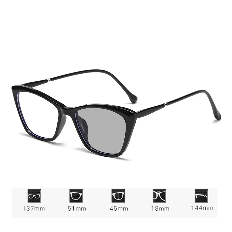 Fashion Women Men's Myopia Glasses with Diopter Blue Light Blocking Photochromic Sunglasses Prescription Near Sight Eyewear -4.0 6