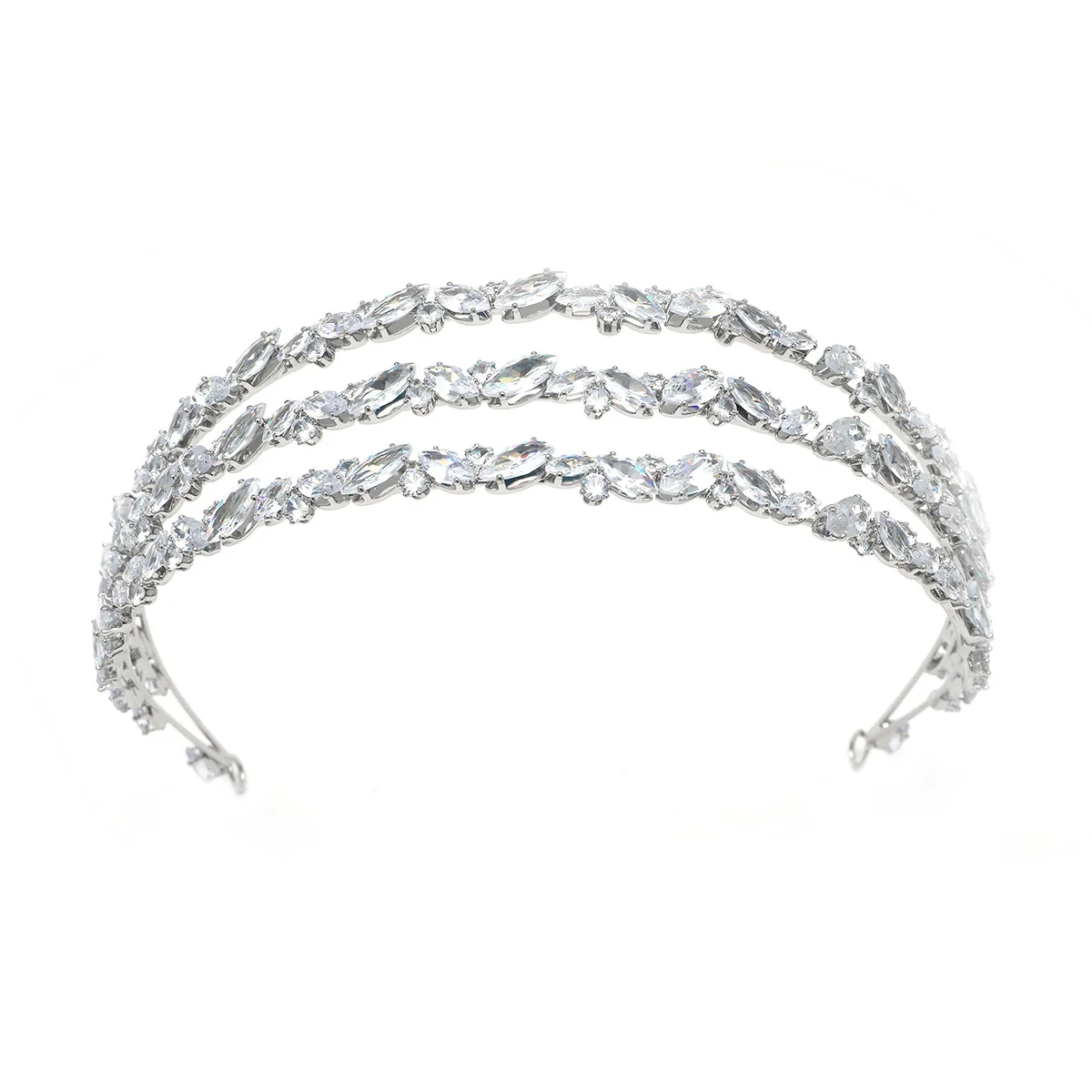 YCDZSWWL 3 Layers Shiny Women Headpieces Bridal Headwear Rhinestone Crown Hair Accessories for Wedding