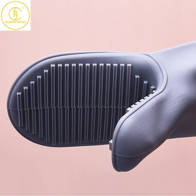 1 Pcs Thick Heat Resistant Microwave Glove BBQ Oven Baking Hot Pot Silicone Mitts Kitchen Cooking Silicone Mitten Glove Bakeware