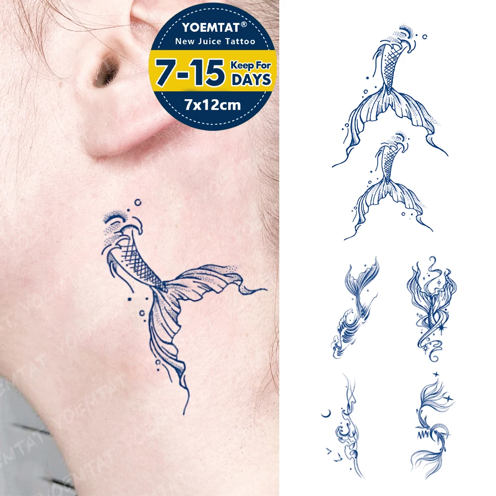 

Juice Ink Lasting Waterproof Temporary Tattoo Sticker Fish Tail Genipin Herbal Semi Permanent Fake Tatoo Body Art Men Women Arm