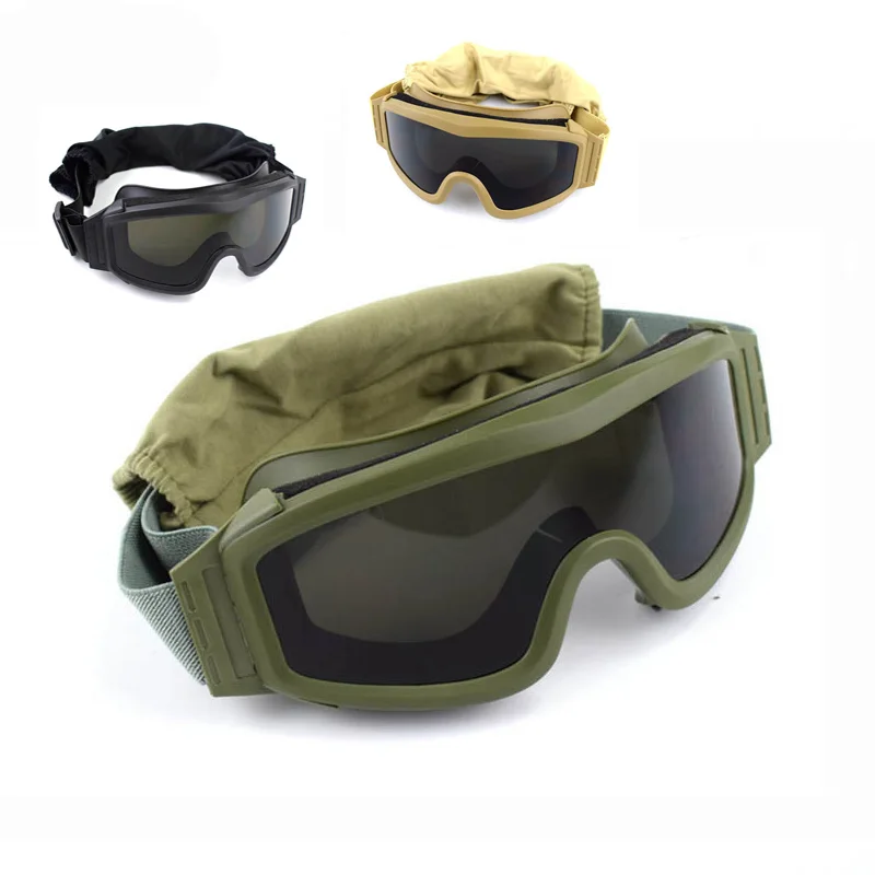 

Black Tan Green Tactical Goggles Military Shooting Sunglasses 3 Lens Army Airsoft Paintball Motorcycle Windproof Wargame Glasses