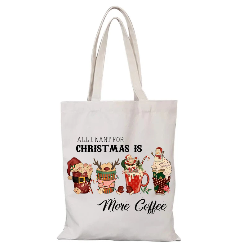 Damentaschen Frohe Weihnachten Canvas Einkaufstasche Frau Neujahr Geschenk Cartoon Handtaschen Damen Umhängetasche Sac De Courses Eco Shopper – Detail 8