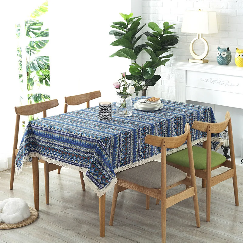 Cotton Linen Retro Ethnic Style Dining Tablecloth Household Dining Table Cloth Living Room Tea Table Tablecloth Tea Tablecloth