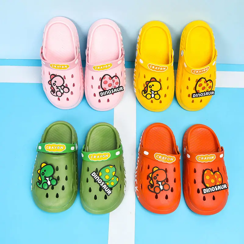 Lovely Babies Shoes Girls Boys Dinosaur Slipper Children Cheap Quality Beach Water Shoes 2023 New Cute Kid's Clogs Sandals lovely dinosaur waist bag cute girl travel wallet children backpack silicone mini satchel bag messenger bags kids cartoon bags